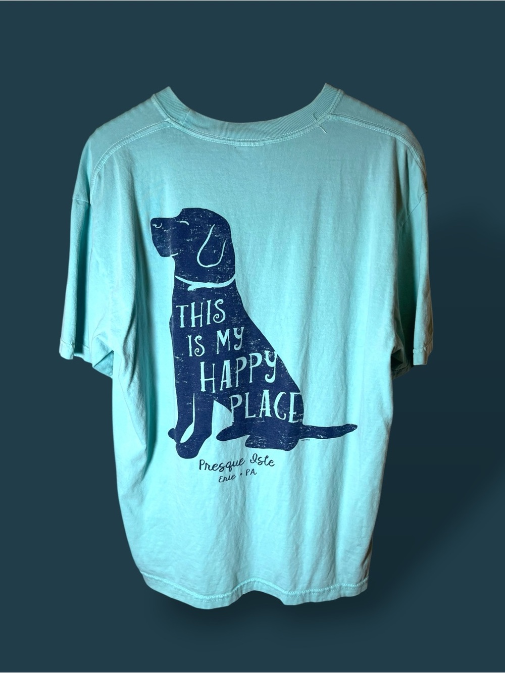 Presque Isle Erie, PA - Puppy Dog Graphic Tee - "This Is My Happy Place" Size L